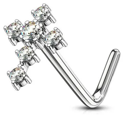 Produktbild von Nasenpiercing Nasenstecker Kreuz mit Zirkonia Klar