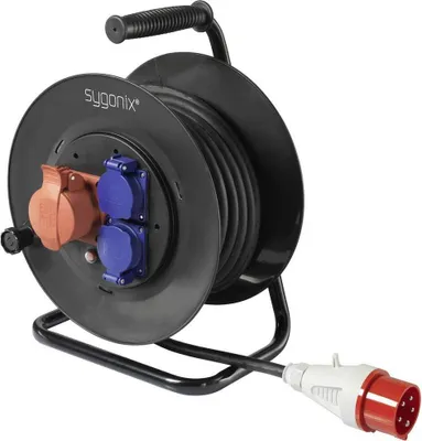 Produktbild von Sygonix SY-5806894 Kabeltrommel 25 m Schwarz CEE-Stecker 16 A 5polig