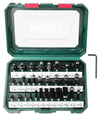 Productafbeelding van Fraserset voor hout, 30-delig. Hardmetalen accessoires voor bovenfrees, 8 mm schacht