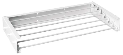Zdjęcie produktu dla Składana suszarka do prania Vigevee, montowana na ścianie, 100 cm, odporna na warunki atmosferyczne, idealna na balkon, taras i do wnętrz, powłoka odporna na korozję, 6 przegródek, udźwig 30 kg, kolor biały