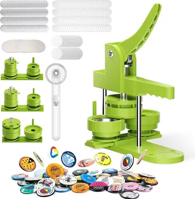 Productafbeelding van Badge Maker Machine - Button Pers - Eigen Ontwerpen Maken - Drie Maten Inclusief - 400 Materiaal Sets - Groen