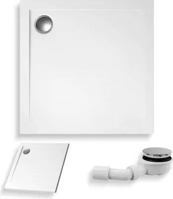 Produktbild von BADLAND Duschwanne Quadratisch Geos 80x80x4,5 cm Glatt mit Ablaufgarnitur Gratis