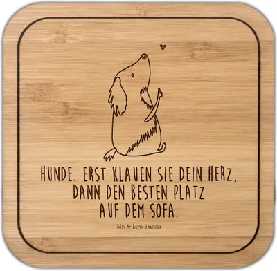 Produktbild von Mr. & Mrs. Panda Untersetzer Kork Hund Liebe - Transparent - Geschenk, gläseruntersetzer, Tischuntersetzer, Coaster, kunststoff, Hunde, Herz, Tassenuntersetzer, Haustier