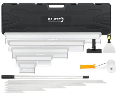 Produktbild von BAUTEC XXL Profi Flächenspachtel-Set » 20-100 cm » Trockenbau-Kit » inkl. Ersatzblätter, Teleskopstil & Transportkoffer