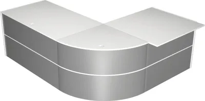 Produktbild von Kerkmann Empfangstheke Padua gebogen, weiß, silber 232,0 x 183,0 x 75,0 cm