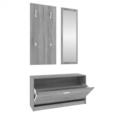 Produktbild von vidaXL 3-tlg. Flurmöbel-Set Grau Sonoma Holzwerkstoff