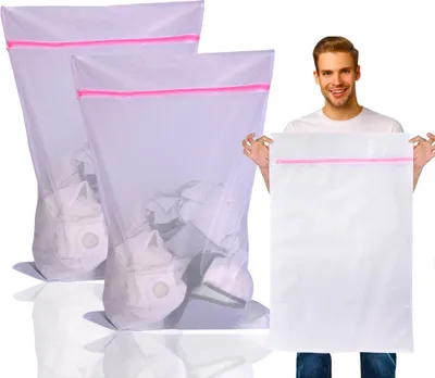 Produktbild von 2x XXL Wäschenetz Set 60x90 cm - Waschsack mit Reißverschluss,(2-St), XXL Größe - 60 x 90 cm