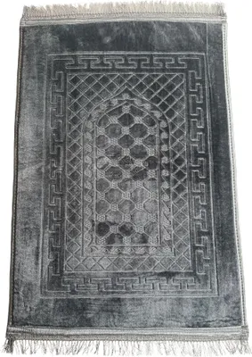 Produktbild von Gebetsteppich Weich Seccade Sejjade Rutschfest Namazlik Islamic Prayer Rug 80x120 cm, Grau