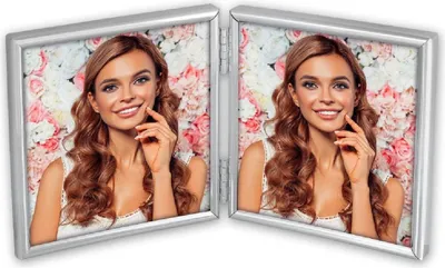 Image de Cadre double ZEP pour 2 photos 10 x 10 cm, argent brillant