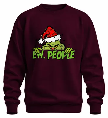 Imagen del producto de EW. PEOPLE: Sudadera con cuello redondo, diseño "Weihnachtsgrinch" (Grinch de Navidad), estilo sarcástico, ideal para regalo, uni, color burdeos, talla XL