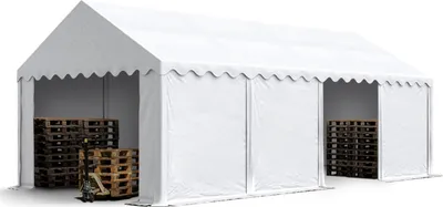 Produktbild von TOOLPORT Lagerzelt 4x8 m Zelthalle Unterstand Weidezelt PVC Plane 700 N wasserdicht in weiß