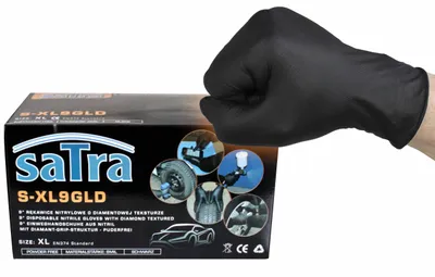 Produktbild von SATRA | Einweghandschuhe, Gr. XL 100 Stk/Box, Schwarz, Einmalhandschuhe Extra Stark, Nitrilhandschuhe