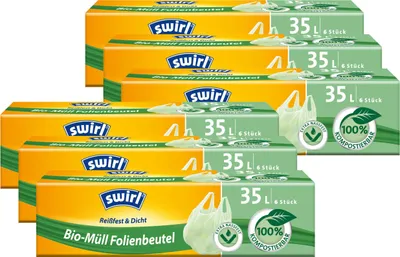 Produktbild von Swirl -Müll Folien-Beutel 35l mit Tragegriff  6stk./Rolle (6er Pack)