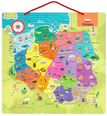 Image de Puzzle en bois « Carte de la Pologne » (69 pièces magnétiques) – Janod