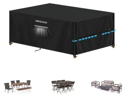 Image de Bâche de protection pour mobilier de jardin, 420D Oxford, imperméable, protection UV, 180x90x75 cm, noire
