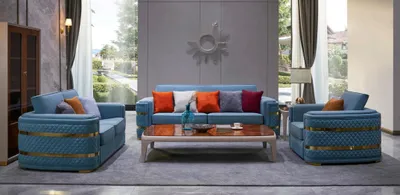 Produktbild von Klassische Sofa Polster 3+2+1 Sitzer Couchen Leder Sitz Garnitur Wohnzimmer Neu