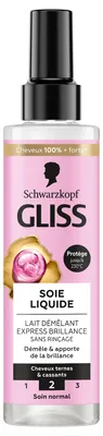 Produktbild von GLISS - Schwarzkopf - Express Entwirrungsmilch - Flüssigseide - Glanz - schützt bis zu 230°C - Entwirrt & verleiht Glanz - dunkles & brüchiges Haar - normale Pflege - ohne Ausspülen - 200 ml Rosa 200 ml (1er Pack)