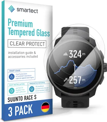 Produktbild von 3x Schutzglas Panzerfolie Klar für Suunto Race S Displayschutz Hartglas Glas