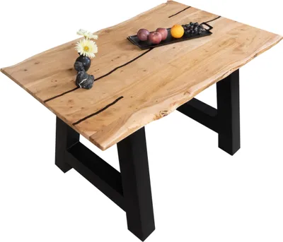 Produktbild von Baumkantentisch Akazie mit schwarzen Resin-Adern naturfarben 120 x 80 cm A-Gestell schwarz POLLY