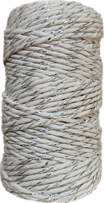 Produktbild von Zaplatani Baumwollschnur Ecru Silberfaden 2mm 60m