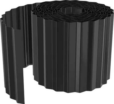 A roll of black corrugated garden edging.