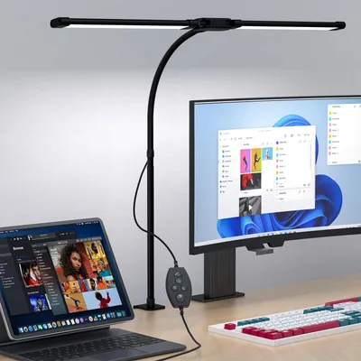 Immagine prodotto di Lampada da scrivania LED Comely, dimmerabile, 16W, 75cm, 2 elementi, pieghevole, con morsetto, 1800 lumen