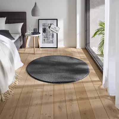 Produktbild von Waschbarer Kurzflor Teppich Anti-Rutsch I Flauschiger Flachflor für Badezimmer Wohnzimmer Schlafzimmer Kinderzimmer Flur Läufer |  Anthrazit