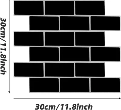 Zdjęcie produktu dla Naklejki na Kafelki Ścienne Wodoodporne 30x30 cm 10 szt. Czarne