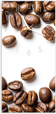 Produktbild von Wanduhr aus Glas mit Motiv Kaffeebohnen- 30 x 60 cm - inkl. Aufhängesystem