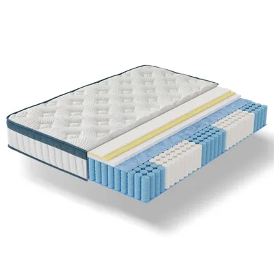 Image de Matelas Tribesigns 90 x 190 cm, hauteur 22 cm, matelas à ressorts ensachés 7 zones H3 moyen, matelas orthopédique à ressorts avec housse Lyocell respirante