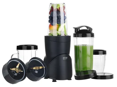 Zdjęcie produktu dla Blender do Smoothie Koktajli 1200W, zestaw Smoothie Blend & Go, 4 bidony (300-700ml), noże z powłoką tytanową, Przenośny Zestaw