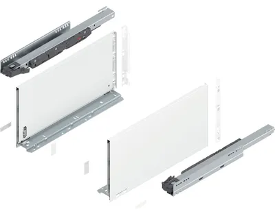 Produktbild von Blum Legrabox pure H F Schubladenschienen Set | 1 Paar, 40kg 450mm | Tip On Vollauszug, seidenweiß