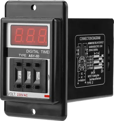 Zdjęcie produktu dla AC 220V Przekaźnik czasowy z wyświetlaczem cyfrowym Przekaźnik czasowy 0-199 minut 8 styków ASY-3D