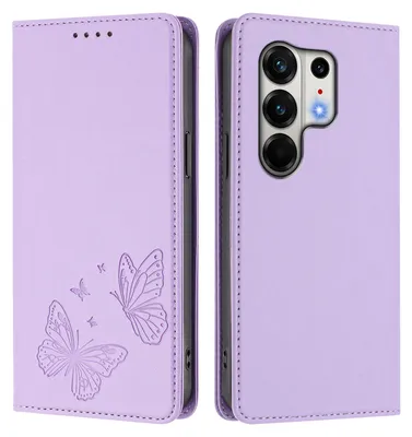 Image de Étui en cuir pour Tecno Camon 50 Pro 4G, étui de protection type portefeuille en cuir gaufré « papillon » avec support, violet