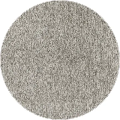 Image de Tapis rond unicolore beige pour salon, modèle Kurzflor, dimensions 160x160 cm