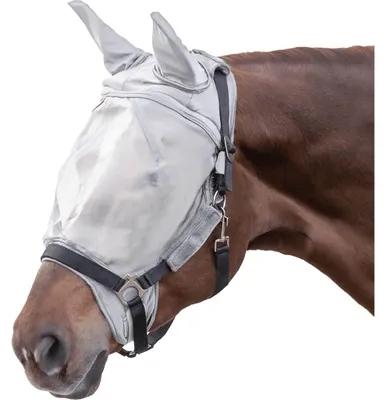 Image de Waldhausen masque anti-mouches Premium avec protection des oreilles fixation licol gris argenté sang chaud