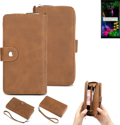 Produktbild von K-S-Trade Handyhülle Schutzhülle kompatibel mit LG Electronics G8s ThinQ & Portemonnee Tasche Handytasche Case Etui Geldbörse Wallet braun (1x)