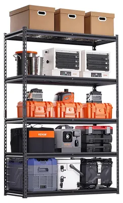 Produktbild von VEVOR Lagerregal, 5-stufig verstellbar, 2000 lbs Tragfähigkeit, robuste Garagenregale Metallorganizer Drahtregal, Schwarz, 60" L x 24" B x 78" H für Küche Vorratsraum Keller Badezimmer Wäschekammer, 20x48x72 Zoll