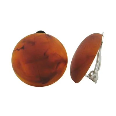 Produktbild von Clip Ohrring 22mm Riss rostbraun-marmoriert matt Kunststoff-Bouton braun 22mm