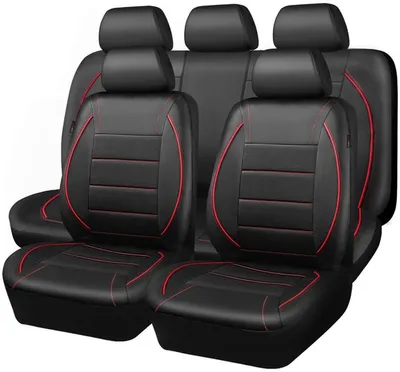 Produktbild von Minicee Autositzbezüge 9-teilig Universal Kunstleder Schwarz-Rot