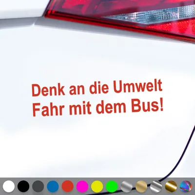 Produktbild von PantherPixel Denk An Die Umwelt Aufkleber Fahr Mit Dem Bus Sticker Auto Geschenkidee Farbe Rot