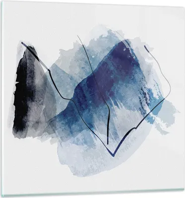 Produktbild von Bilder auf glas - Einteilig - Blau Schwarz Abstraktion - 50x50cm - Glasbilder - Wandbilder - Bilder - zum Aufhängen bereit - Wanddekoration aus Glas - Glas Bilder - Wandbild auf Glas - GAC50x50-5058