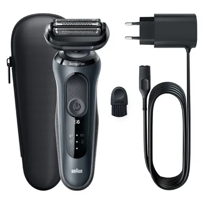 Obrázek produktu pro Braun Series 6 61-N1000s, Planžetový holicí strojek, Černá, Šedá, SensoFlex, SensoFoil, Knoflíky, LED, Baterie