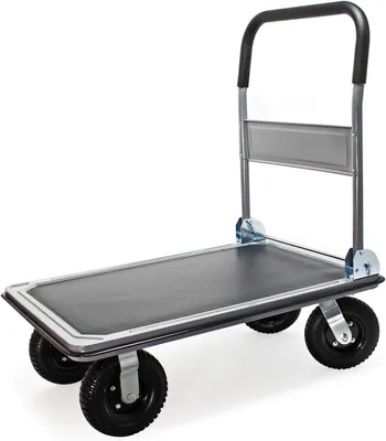 Produktbild von Plattformwagen - Plateauwagen - Transportwagen - Lagerwagen - Transportkarren - Tragfähigkeit: 300 kg - 4 Luftreifen