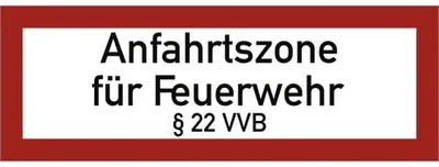 Produktbild von Dreifke® Schild Anfahrtszone für Feuerwehr § 22 VVB, Alu, 594x210 mm