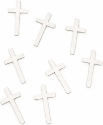 Produktbild von 8 x Streudeko Holzkreuz 4,3 cm – Tischdeko für Taufe, Kommunion, Konfirmation & kirchliche Feiern weiß