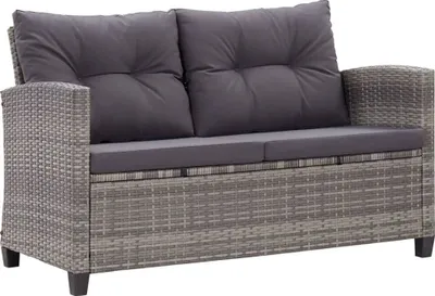 Produktbild von 2-Sitzer-Gartensofa mit Kissen 124 cm Poly Rattan Lounge Sofa