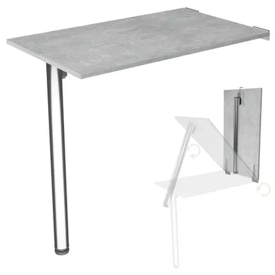 Obrázek produktu pro Nástěnný skládací stůl s nohou Stolová deska 80x50 cm v betonovém vzhledu Skládací stůl Jídelní stůl Kuchyňský stůl na zeď Stabilní barový stůl