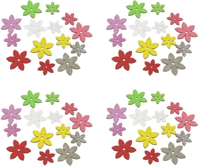 Produktbild von Deko-Blumen aus Holz bunt 56 Stück