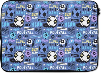 Produktbild von MuchoWow® Laptop Hülle 13 Zoll Muster - Fußball - Blau - Jungen - Kinder - Kleiner Junge Laptoptasche - Laptophülle - Sleeve - Rundumschutz